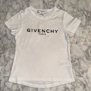 Givenchy Kids Tee in White with Black Logo 4Y